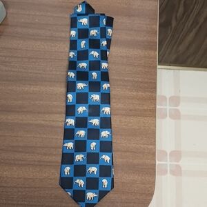 Elephant Motif Blue Tie